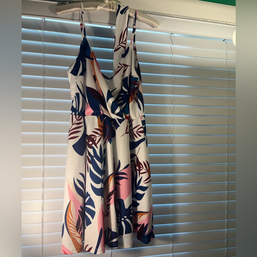 Tropical Floral Vibes Sleeveless Mini Dress